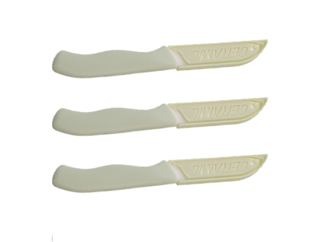 Cuchillo de fruta de mano con cubierta de cuchillo de cerámica 3PCS - verde
