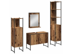 MAISON EXCLUSIVE Conjunto de muebles de baño con estante, 4 piezas, marrón