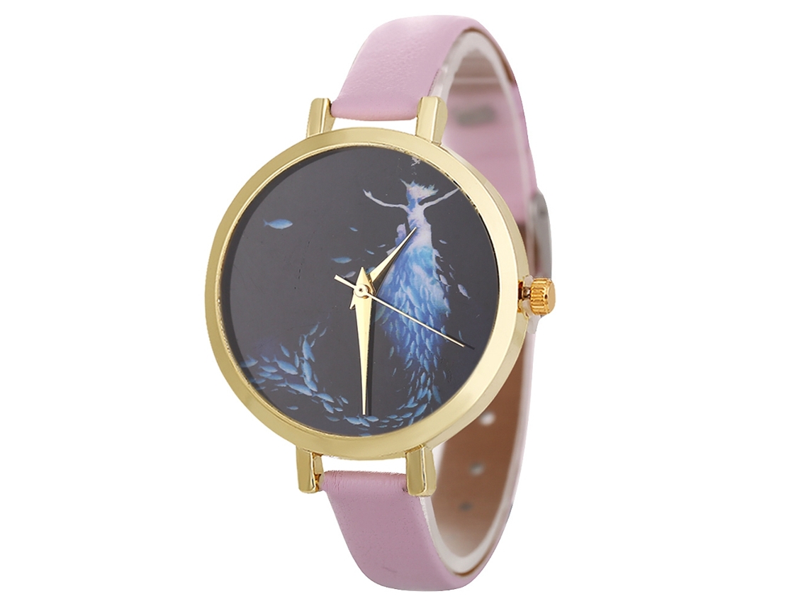 Reloj De Pulsera Sencillo E Informal Para Mujer Con Correa De Piel Sintética Y Cuarzo Rosa.