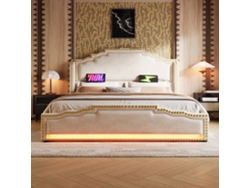 Cama Tapizada 160×200,4 Cajones,terciopelo,beige,sin Colchón.