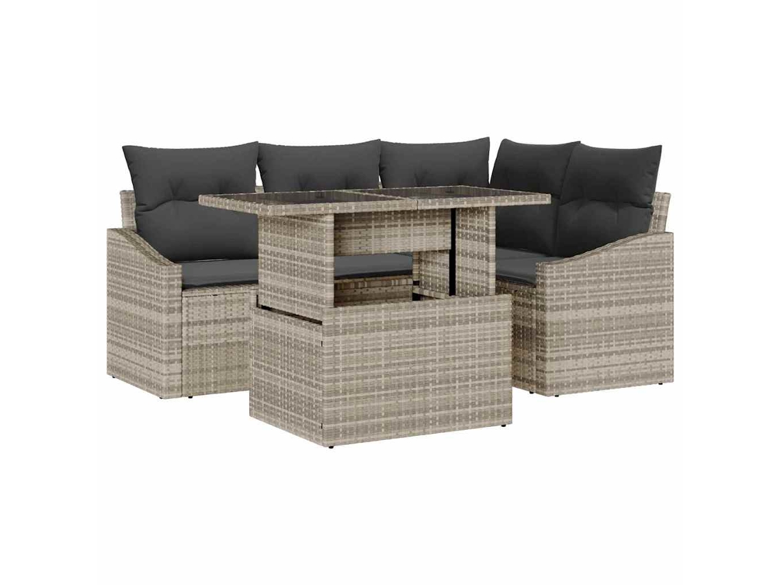 Maison Exclusive - Conjunto De Sofá De Jardín 5 Pcs Gris Claro Y Gris Oscuro