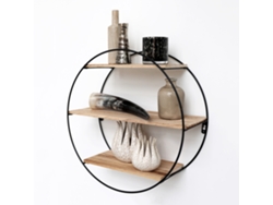 Soporte Pared Metal Negro con 3 Estantes de Madera IVOL (50x19 cm)