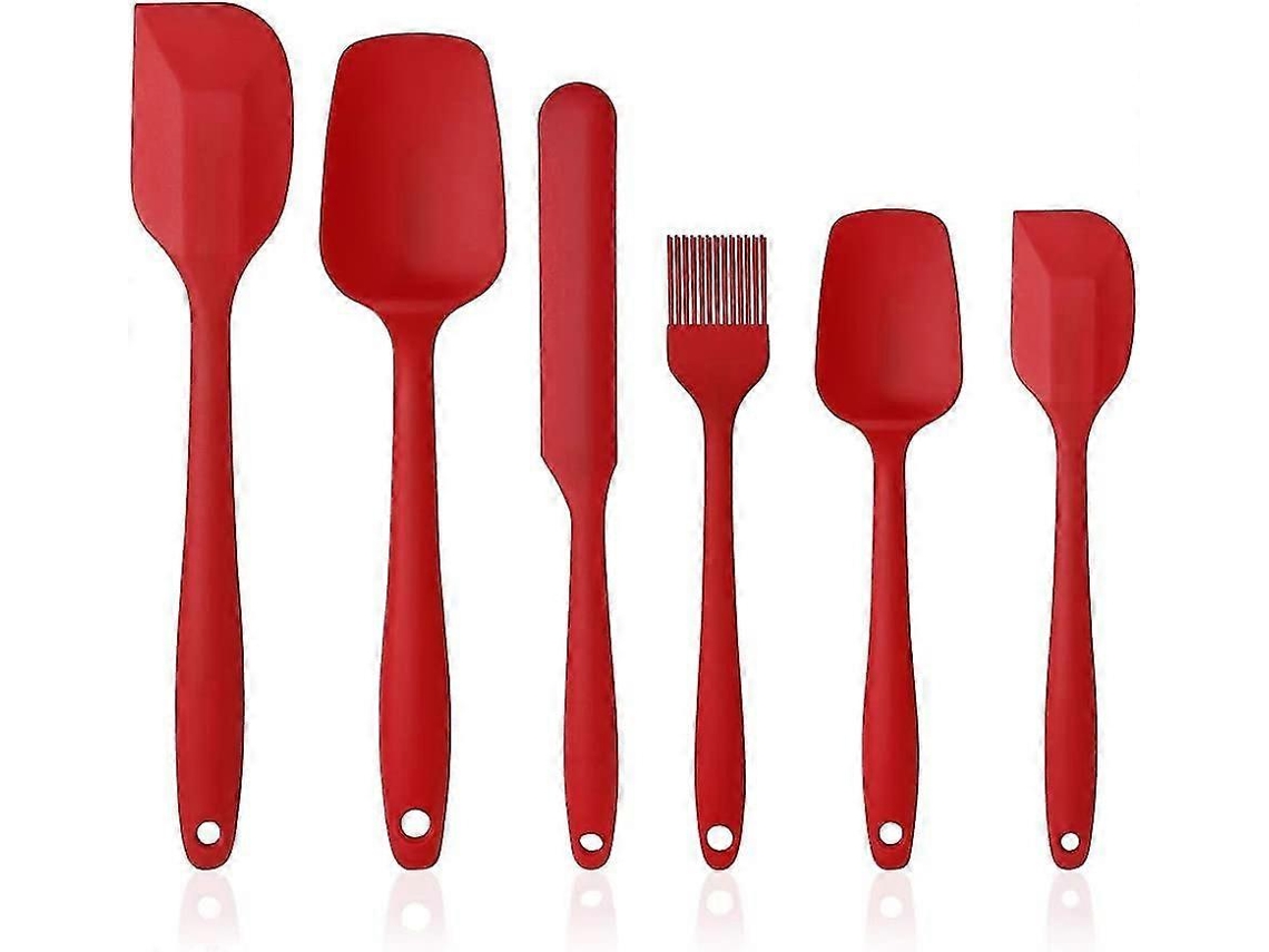 Juego de espátula y cuchara de silicona, 6 piezas, utensilios de cocina de silicona roja. Nostalgia88