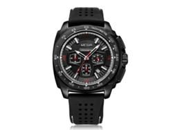 Reloj De Hombre Megir De Aleación Correa De Silicona Analógico Cuarzo Negro