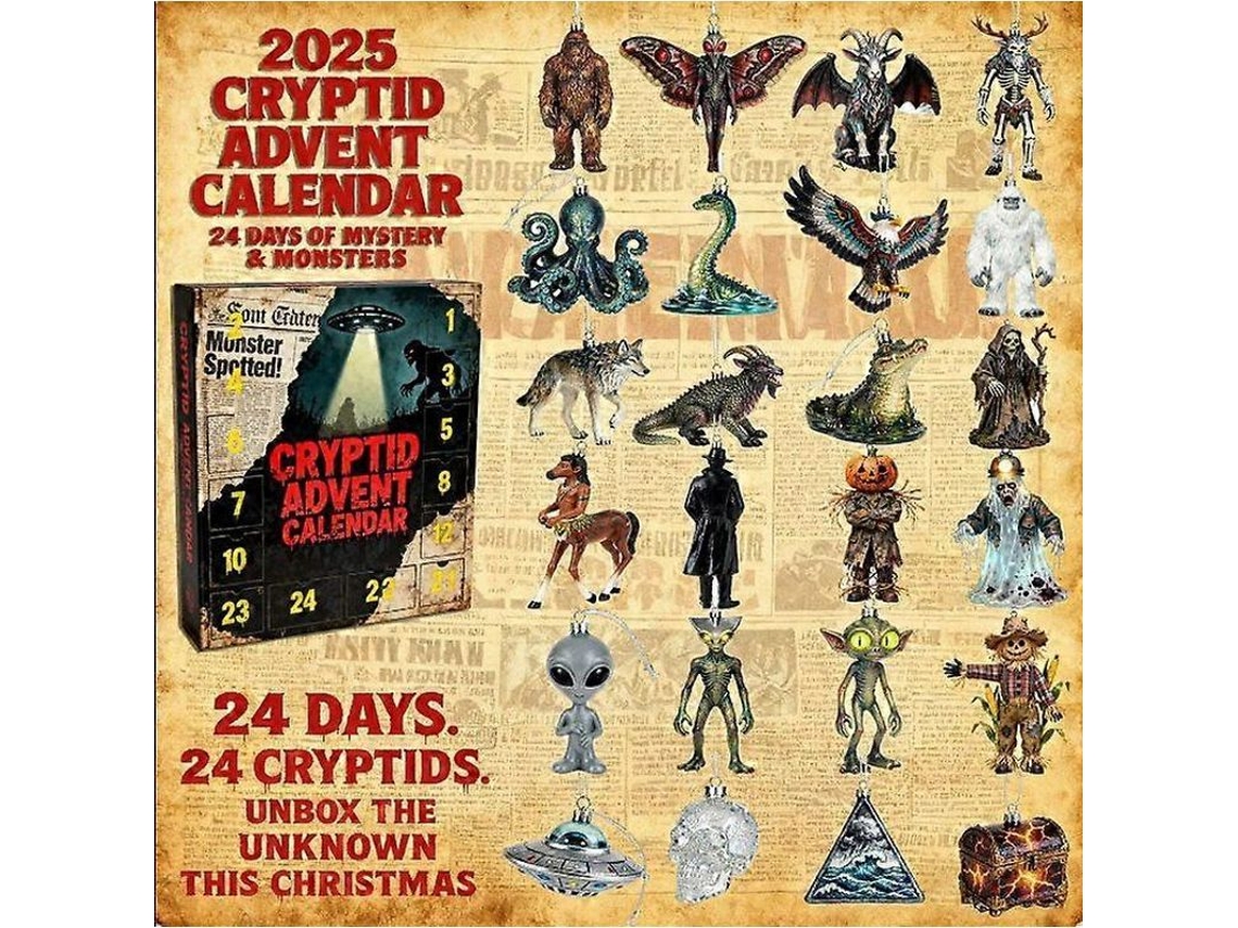 Calendario De Adviento De Navidad 2025 De Acrílico Decorativo, Estilo Completo, Criatura Misteriosa