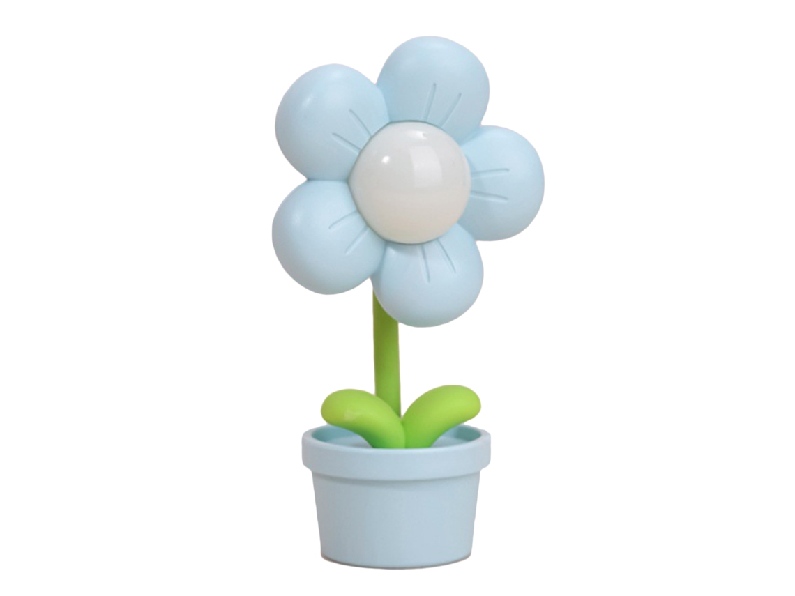 Rebe-luz Nocturna Flor Para Niños Luz Suave 360 Grados Flexible Batería Lámpara De Mesita Azul