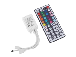 RNEMITERY caja de control RGB para luces de tira LED, salidas duales 44 teclas Controlador remoto IR con receptor inalámbrico, controlador LED de bajo voltaje A