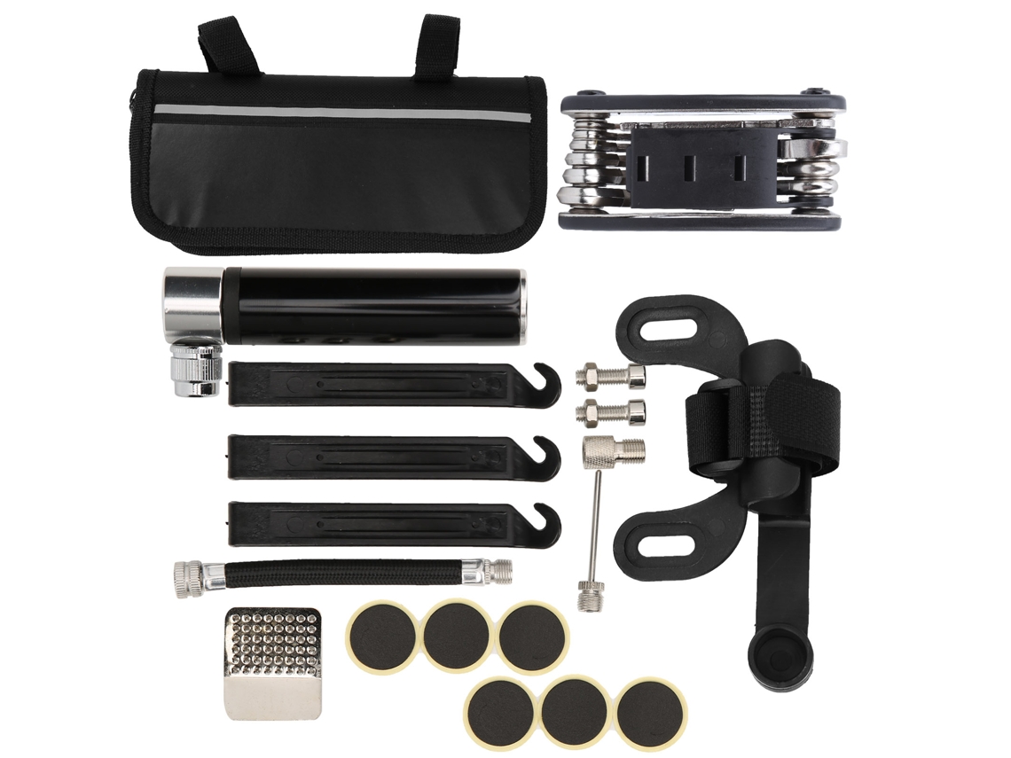 2026-bomba De Bicicleta Portátil 120psi Kit De Reparación Y Inflado 16 En 1 Accesorios De Bicicleta Negro