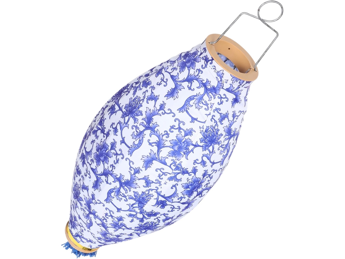 Farol Colgante Vietnamita Para Bodas, 35 Cm, En Satén Azul Y Blanco, Decoración Para Exteriores.
