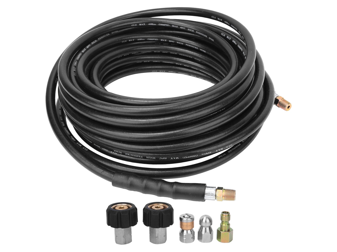 Kit De Hidrolavadora Para Limpieza De Alcantarillado Con Manguera De 15 M, 5800 Psi, Conexión Npt De 1/4 Y 5 Boquillas.