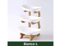 (blanco L) Bandeja De Madera Para Frutas Y Postres Con Separadores Y Base