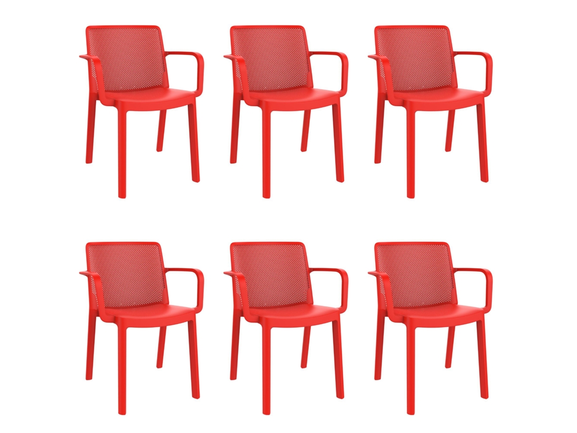 GARBAR FRESH Set 6 Silla Con Brazos Interior Exterior Rojo