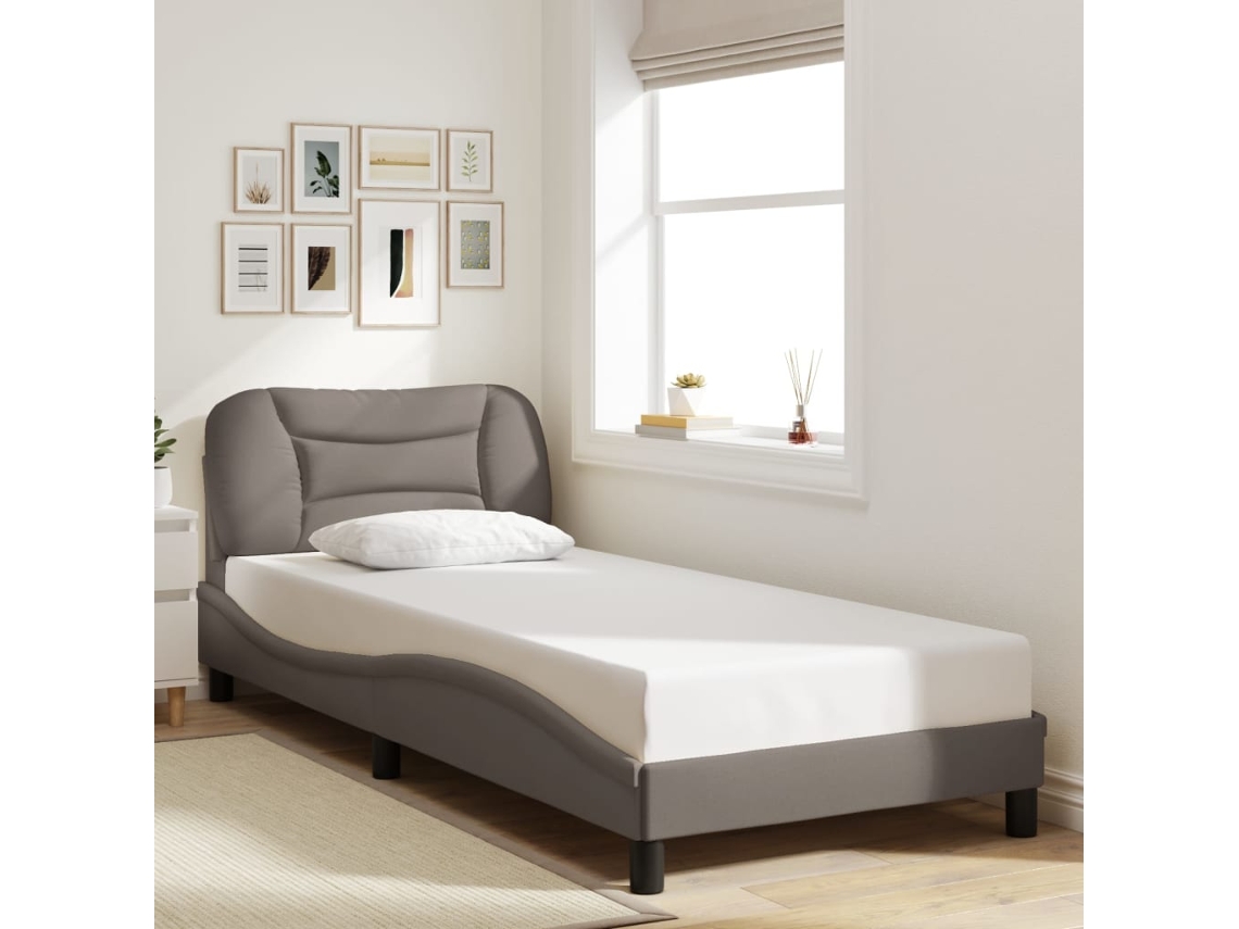 Estructura De Cama Sin Colchón Tela Taupe 90x200 Cm
