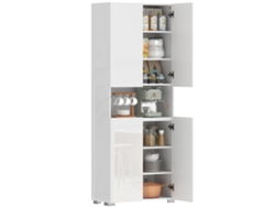 Aparador de Cozinha ZENCORE SERVICES com 180cm de altura, despensa com fecho suave, prateleiras ajustáveis e 2 armários, branco brilhante