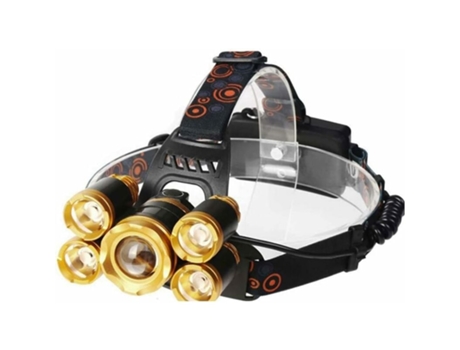 Linterna frontal recargable, linterna frontal LED superbrillante, 5 x T6, lámpara LED, faro LED resistente al agua, lámpara de pesca con zoom, lámp...