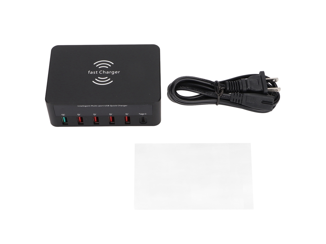 Estação De Carregamento Usb 50w 6 Portas Qc3.0 Hub Base De Carregamento Sem Fio Com Tela Lcd Para Múltiplos Dispositivos