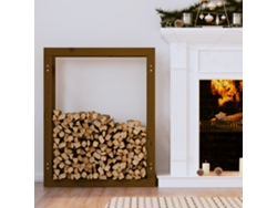 Estante para leña | Leñero de pino macizo color miel (80 x 25 x 100 cm) WSD725105 Lovely Home