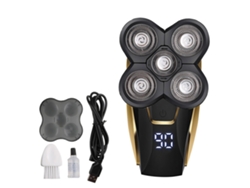 Kit De Barbear Elétrico Para Homem Com 5 Cabeças, Design Todo Em Molho, Display Lcd E Carregamento Usb