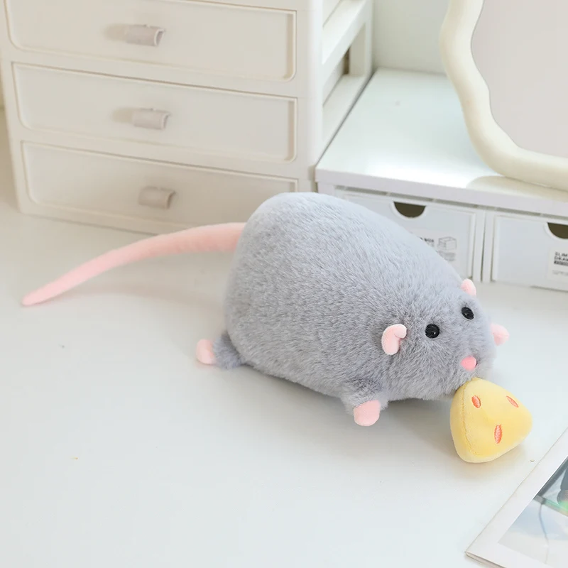(gris, 40 Cm) Lindo Y Adorable Peluche De Un Ratón Robando Queso.