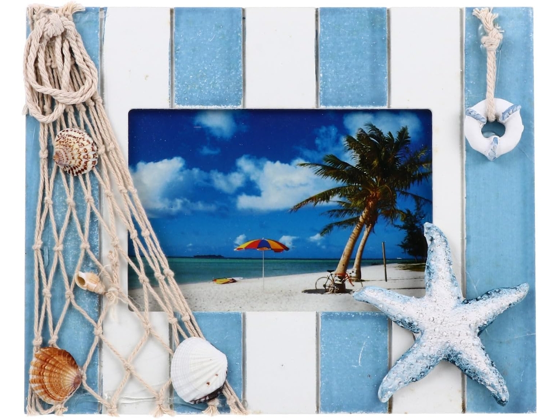 Marco de fotos de estrella de madera, decoración de escritorio, accesorio decorativo, mesa del mar Mediterráneo GOKOCO