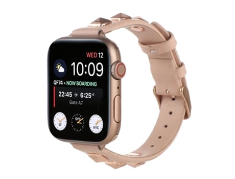 Correa de reloj de cuero genuino con remaches para Apple Watch Series 7 41 mm / 6 y SE y 5 y 4 40 mm / 3 y 2 y 1 38 mm (rosa)