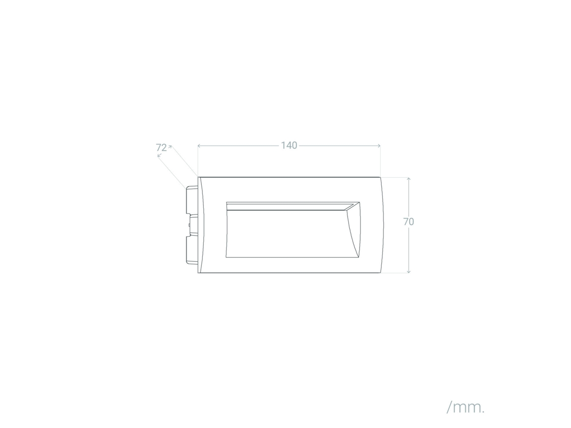 Baliza Exterior Led 4w Empotrable Pared Rectangular Aluminio Y Cristal Edulis 4000k Preto Branco Neutro