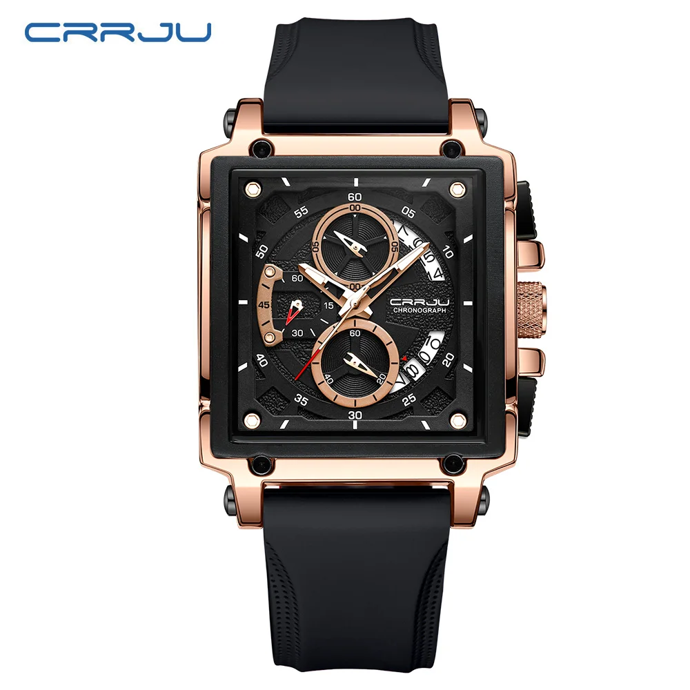 (Black Rose) Reloj de hombre con esqueleto en forma de barril, 42 mm, con cronógrafo y cristal de zafiro