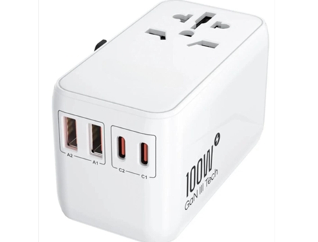 Cargador Viagem Universal Gan Fast ANTIIMPACTO! Blanco