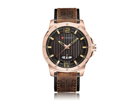 Relojes para hombre, reloj deportivo resistente al agua para hombre, relojes de pulsera de cuarzo de moda con correa de cuero, carcasa rosa y café ...