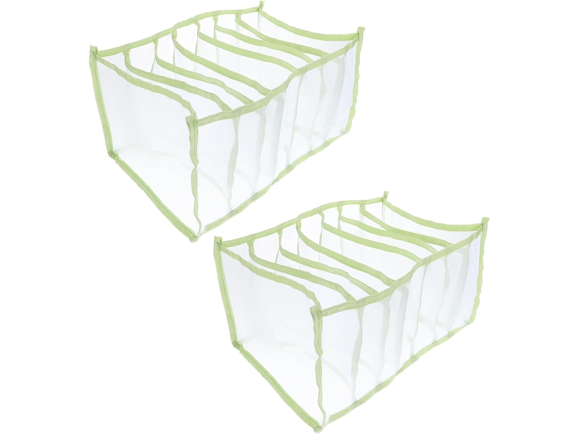 Almacenamiento Plegable Pantalones Juego 2 Tamaño Grande 36x25x20 7 Compartimentos Verde Claro Organizador