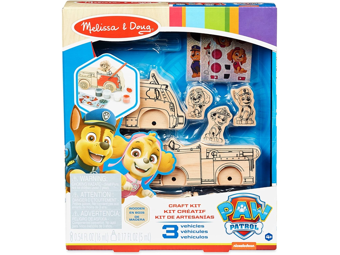 Jogo de Mesa MELISSA & DOUG Paw Patrol Wooden Craft Kit - Vehicles (4 Anos)