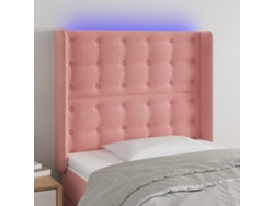 Cabecero Con Led De Terciopelo Rosa 93x16x118/128 Cm