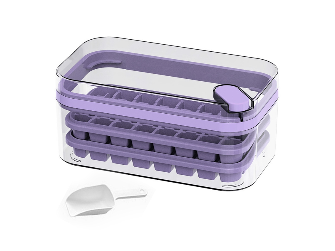 Bandejas de silicona para cubitos de hielo con tapa, 30 cubitos, sin marca.