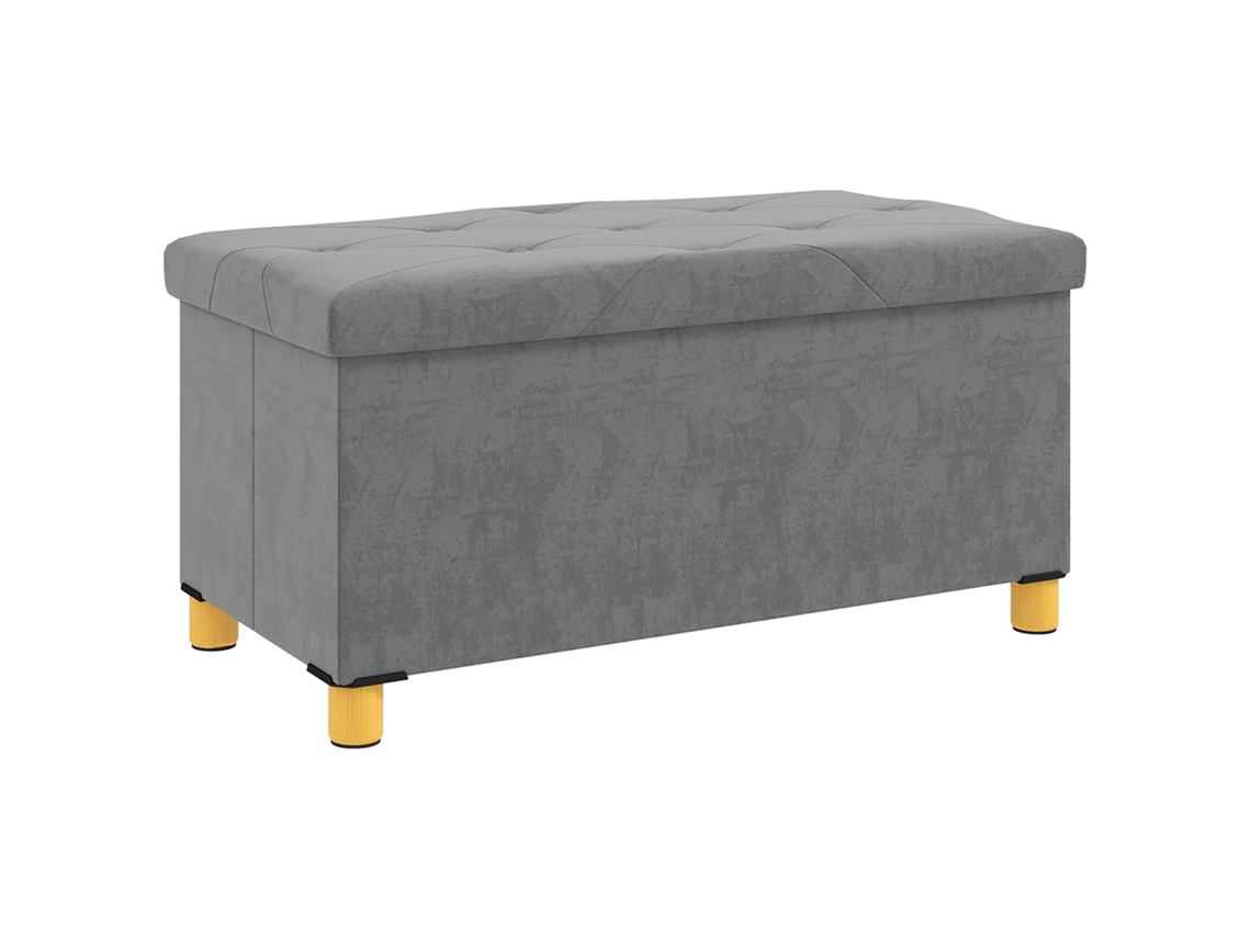 Banco De Almacenamiento Con Espacio De Almacenamiento, Capacidad De 67 Litros, Terciopelo, 76x38x38 Cm, Capacidad De 120 Kg, Gris.