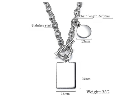 Collar de mujeres Hombres geométricos Mujeres Placa cuadrada Redonda Titanio Colgante de acero para regalo de cumpleaños