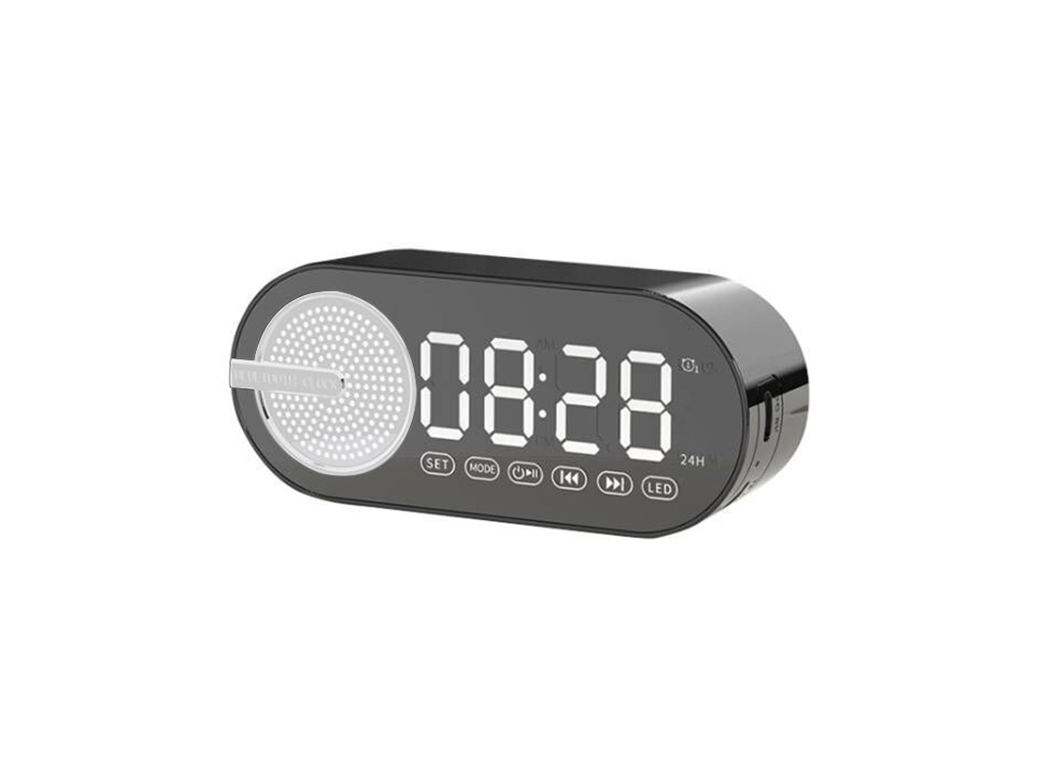 (blanco) Reloj Despertador Con Altavoz Bluetooth Inalámbrico Silencioso