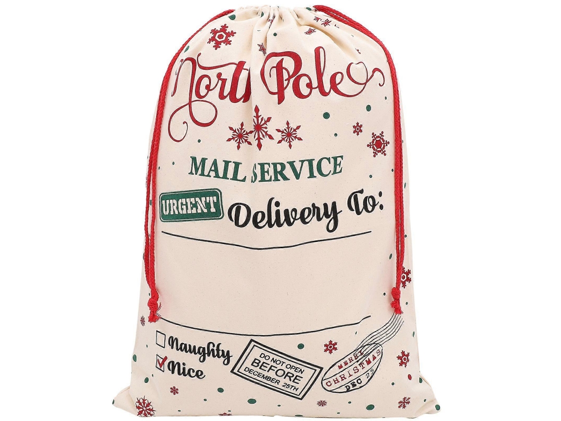 Bolsa de regalo navideña con cordón de lona, gran capacidad, con elementos navideños Nostalgia88