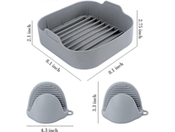 Cesta de freidora de aire antiadherente reutilizable con revestimiento de silicona para freidora de aire con 2 asas de silicona Siurn