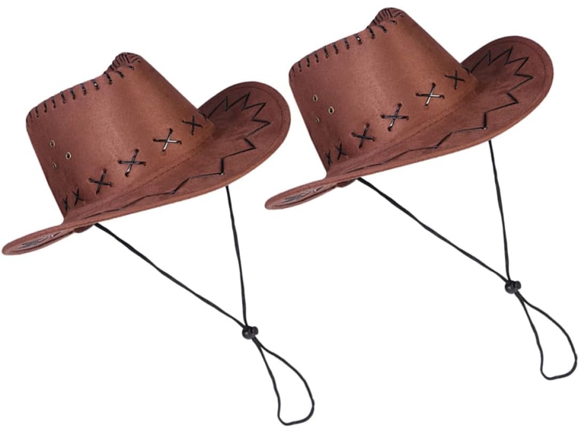 Conjunto De 2 Sombreros De Vaquero Occidentales Ajustables Para Niños (accesorio De Disfraz)