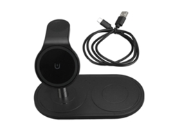Estación De Carga Inalámbrica 3 En 1 Con Fijación Magnética Y Ángulo Ajustable Para Teléfono, Reloj Y Auriculares - Negro