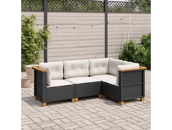 Conjunto de sofás de jardín de 4 piezas DKD Home Decor con cojines de mimbre negros