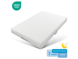 Colchón 140x200 cm con espuma de 20 cm de grosor - Dureza H3amph2 - Fibras lavables - Blanco
