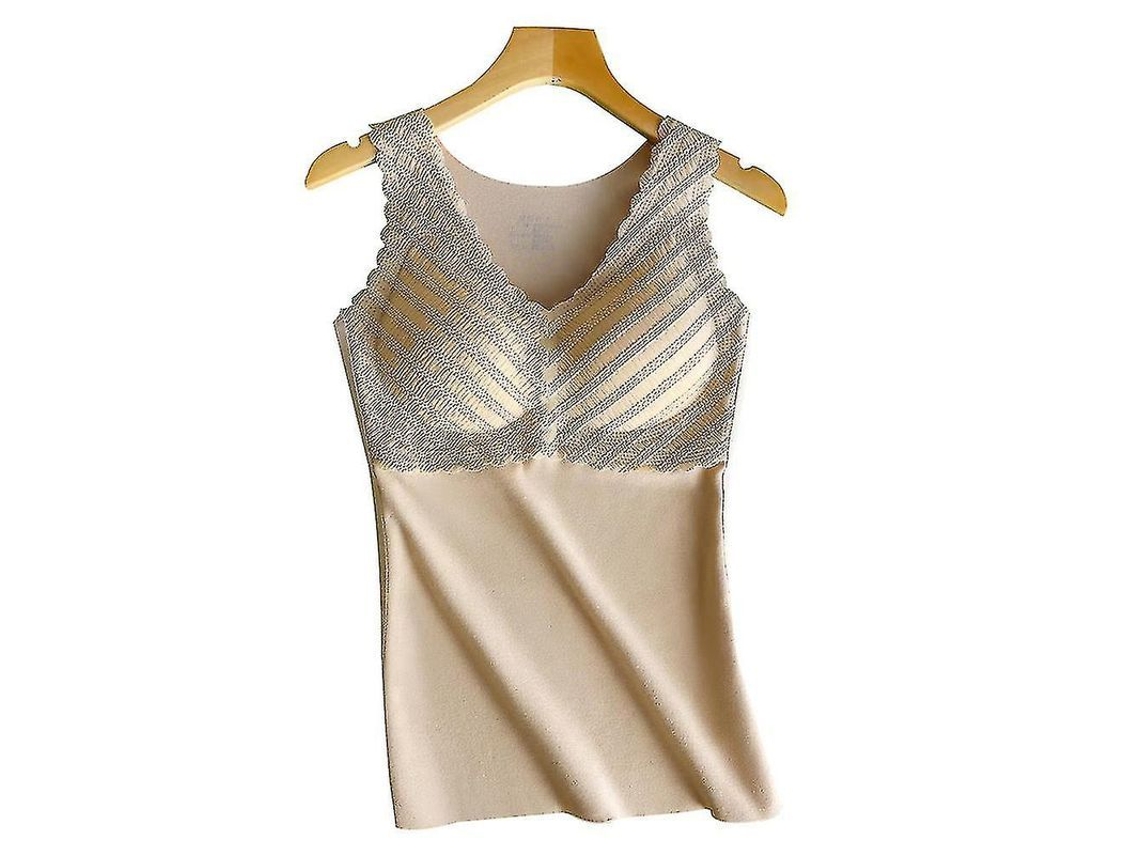2026-chaleco Térmico Sin Mangas Para Mujer Con Sujeción Integrada Encaje Ajustado Material Suave Transpirable Color Durazno