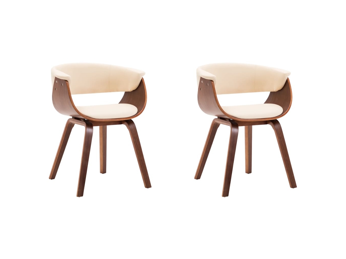 Maison Exclusive - Sillas De Comedor 2 Uds Madera Curvada Y Cuero Sintético Crema