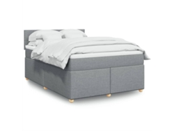 Cama Box Spring Con Colchón Tela Gris Claro 140x200 Cm