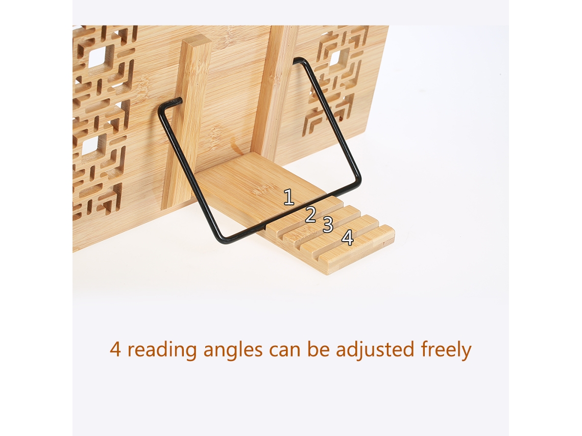 Soporte Plegable Ajustable De Bambú Para Libros Con 4 Ángulos Y Diseño Hueco Para Libros, Artículos De Cocina, Música, Tabletas Y Accesorios.
