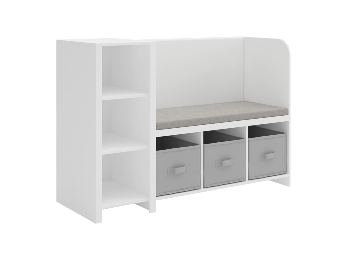 Estantería infantil con banco Høylandet 76x112x40 cm - Blanco/Gris [EN.CASA]