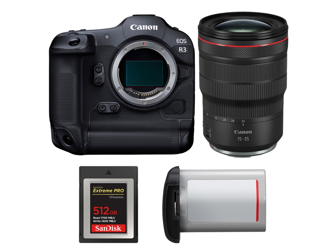 Canon Eos R3 + Rf 15-35mm F/2.8 L Is Usm + 1 Sandisk 512gb Extreme Pro Cfexpress Type B + Canon Lp-e19 + Ebook “20 Consejos Para Fotos Que Impactan”