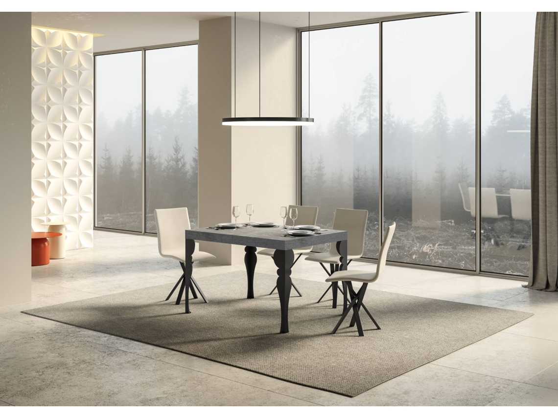 Mesa extensible 90x140/244 cm Paxon Cemento estructura Antracita