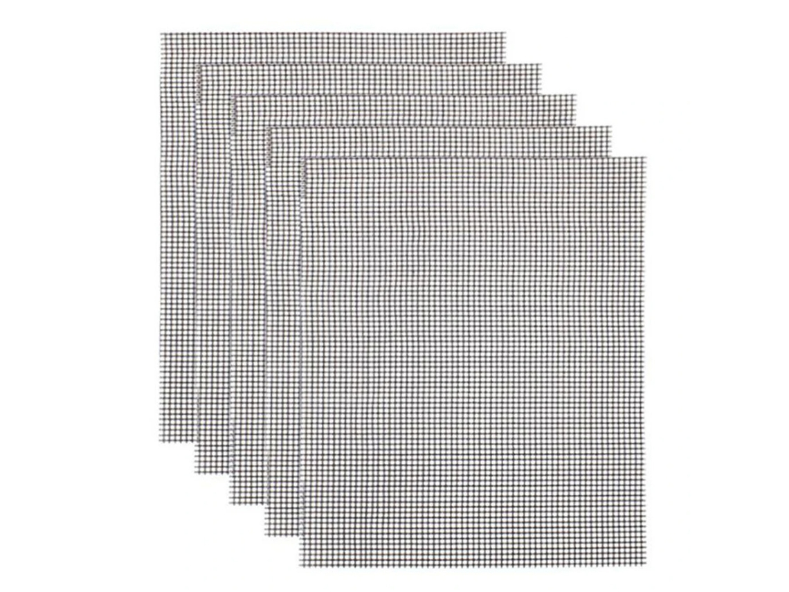 Esterilla de malla antiadherente para parrilla, revestimiento de PTFE gris resistente a altas temperaturas para una aplicación versátil, fácil de limpiar y reutilizable.
